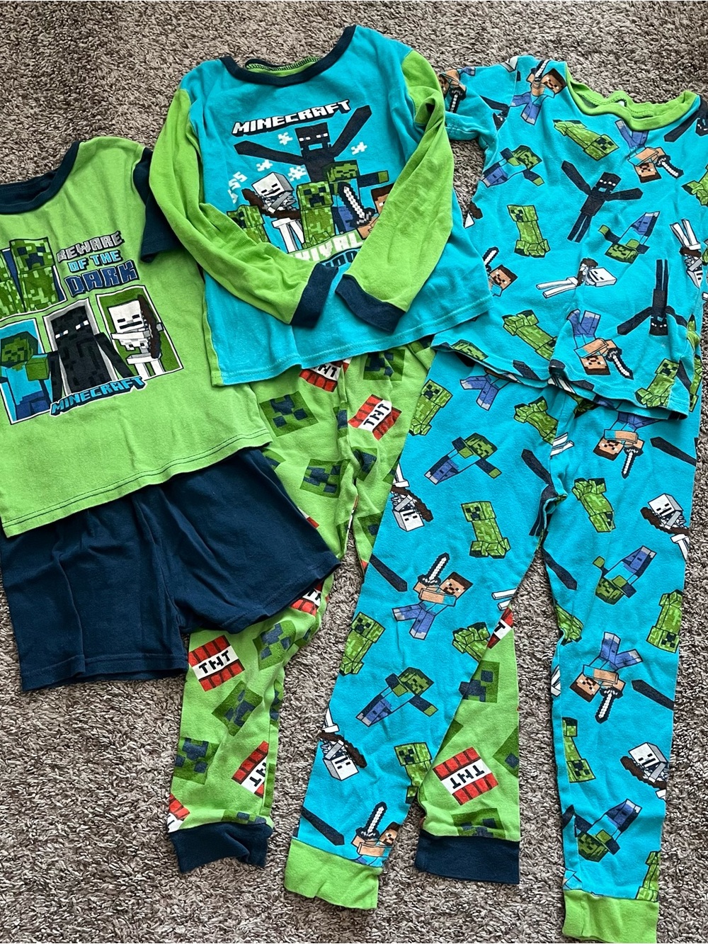 Minecraft Kids Pajama Set - Blue & Green